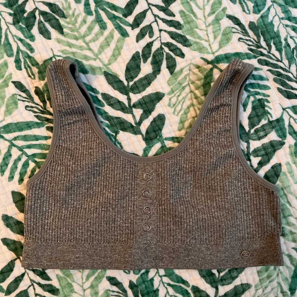 Lucky Brand Charcoal Ribbed Knit Crop Top
